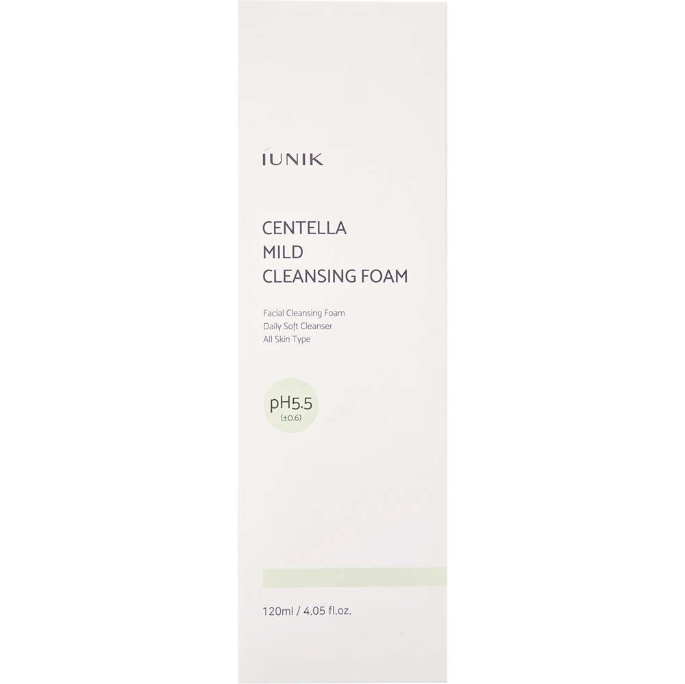 IUNIK Centella Mild - spuma de curatare formulata cu extract de Centella Asiatica si acid salicilic, care contribuie la curatarea pielii si la metinerea confortului cutanat - 120 ml
