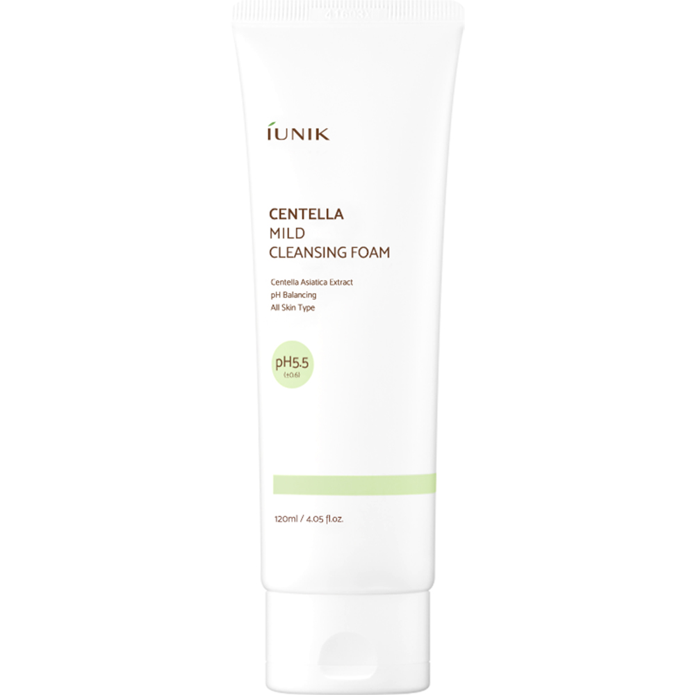 IUNIK Centella Mild - spuma de curatare formulata cu extract de Centella Asiatica si acid salicilic, care contribuie la curatarea pielii si la metinerea confortului cutanat - 120 ml