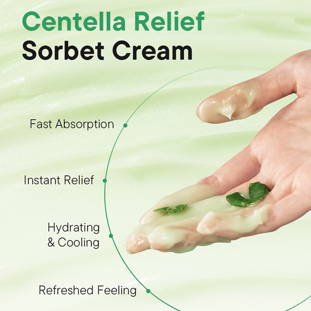 IUNIK Centella Relief Sorbet Cream, 50 ml - Crema de fata formulata cu Centella Asiatica si niacinamida, care contribuie la calmarea pielii si la mentinerea hidratarii fara senzatie grasa