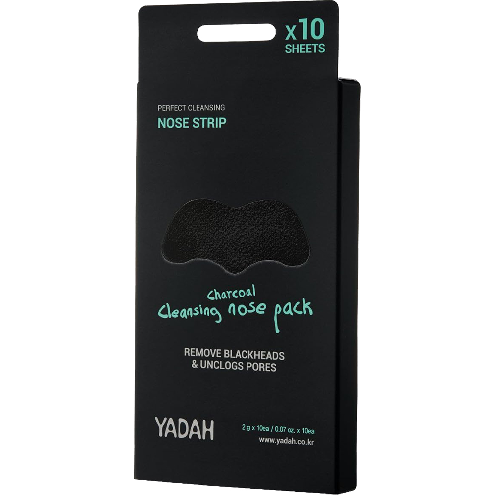 YADAH Charcoal Cleansing Nose Pack, 10 x 2 gr - Benzi pentru indepartarea punctelor negre formulate cu carbune si extract de Aloe Vera, care contribuie la curatarea pielii de punctele negre si la mentinerea porilor stransi