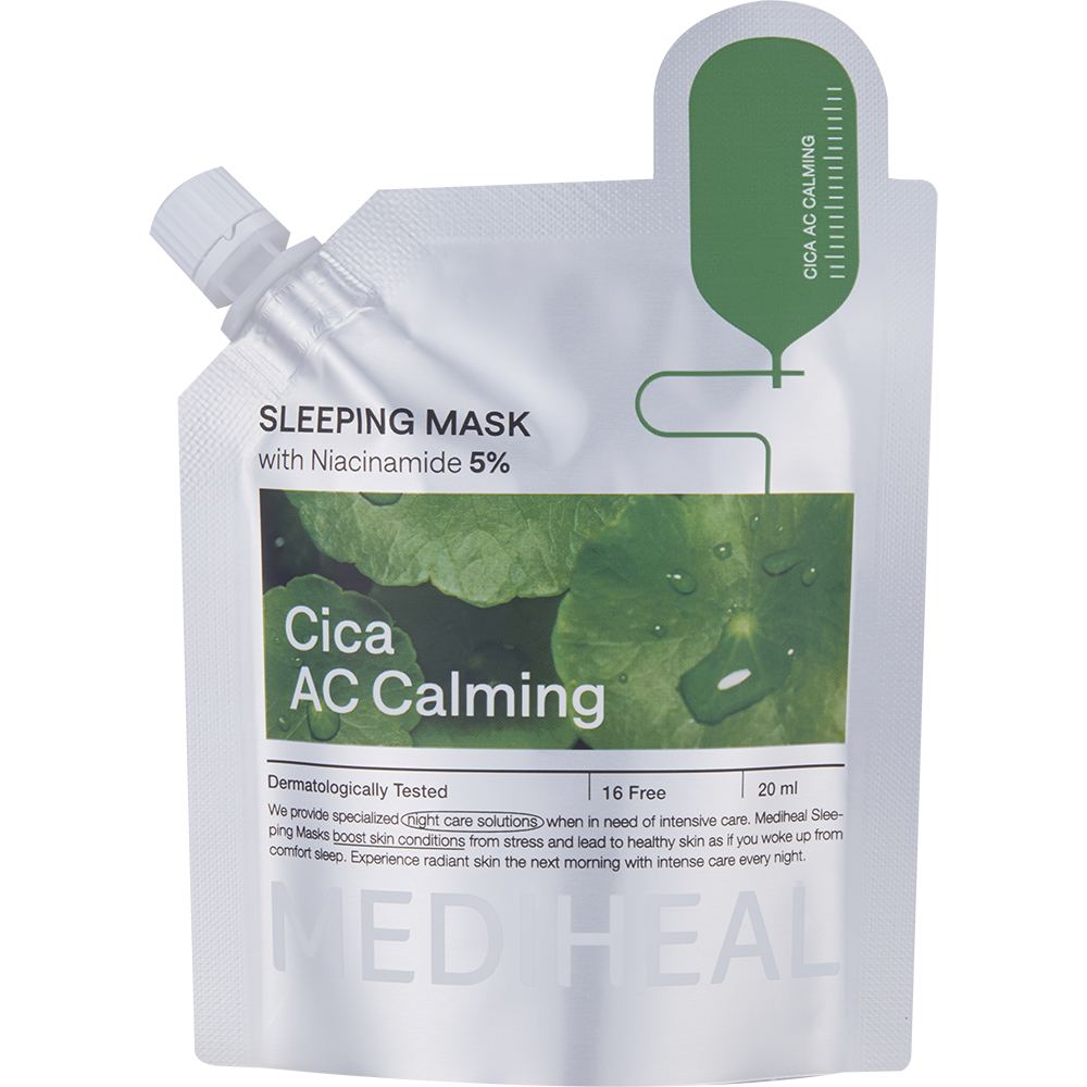 MEDIHEAL Cica AC Calming Sleeping Mask, 20 ml - Masca de fata formulata cu Centella Asiatica si niacinamida, care contribuie la calmarea pielii iritate si la sustinerea hidratarii pe timpul somnului