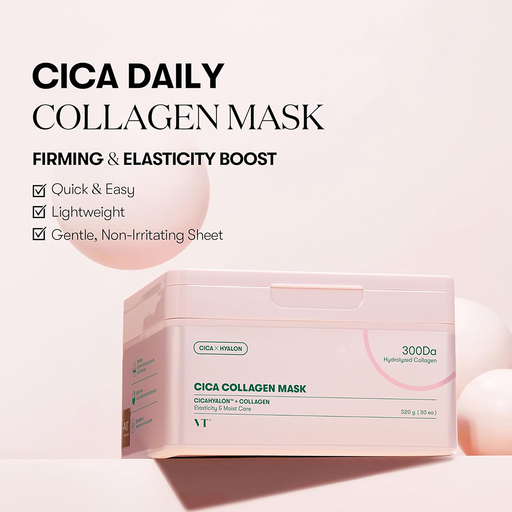 VT COSMETICS Cica Collagen Facial Sheet Mask set - hidratare si elasticitate, 30 buc