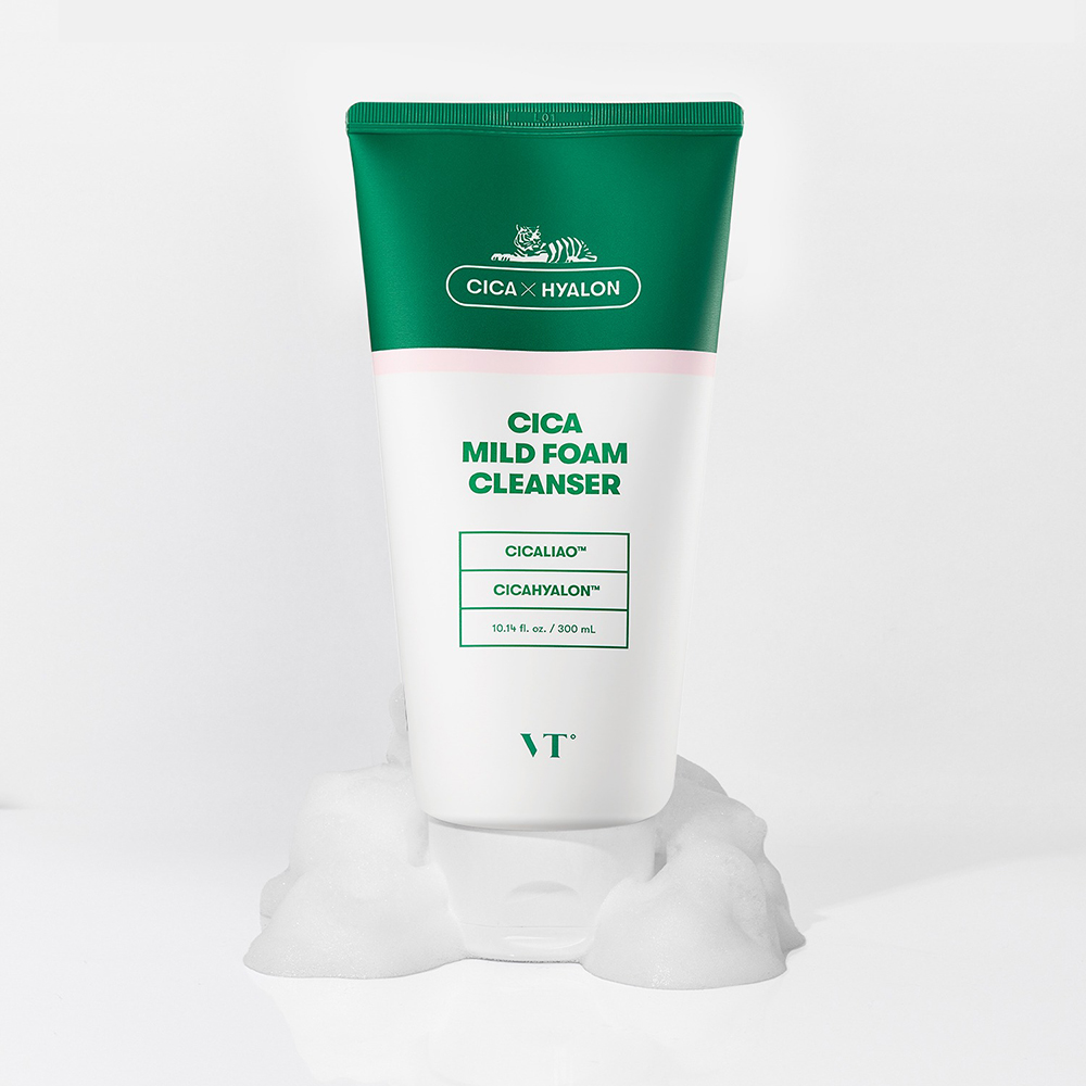 VT Cosmetics Cica Mild Foam Cleanser – Spumă de Curățare, 300 ml | Curățare Blândă și Hidratare