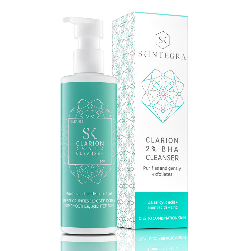 SKINTEGRA Clarion 2% BHA - gel de curatare formulat cu acid salicilic 2% si zinc, care contribuie la eliminarea excesului de sebum si la desfundarea porilor - 200 ml