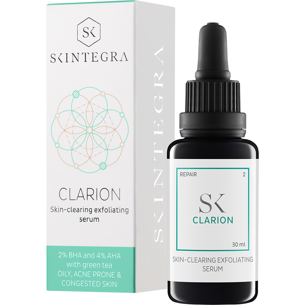 SKINTEGRA Clarion, 30 ml - Ser de fata formulat cu acid glicolic si acid salicilic, care contribuie la curatarea profunda a porilor si la imbunatatirea texturii si a hiperpigmentarii pe pielea problematica