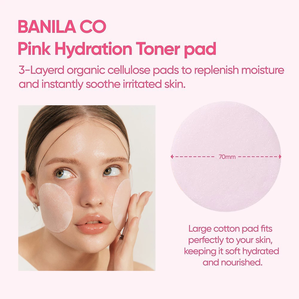 BANILA CO Clean it Zero Pink Hydrattion Toner Pad toner - hidratare si calmare si luminozitate, 70 buc