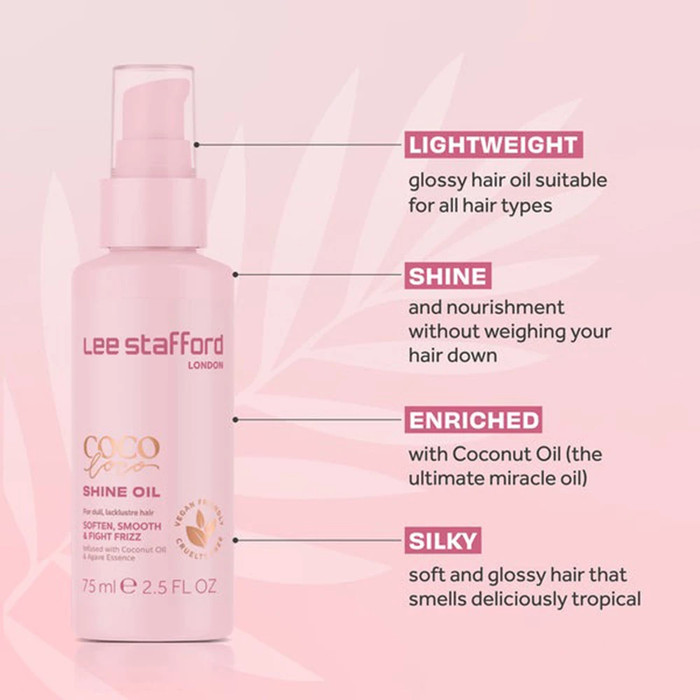 Lee Stafford Coco Loco Ulei hidratant pentru par si varfuri Coco Shine - Hidratare intensa si stralucire de durata, 75 ml