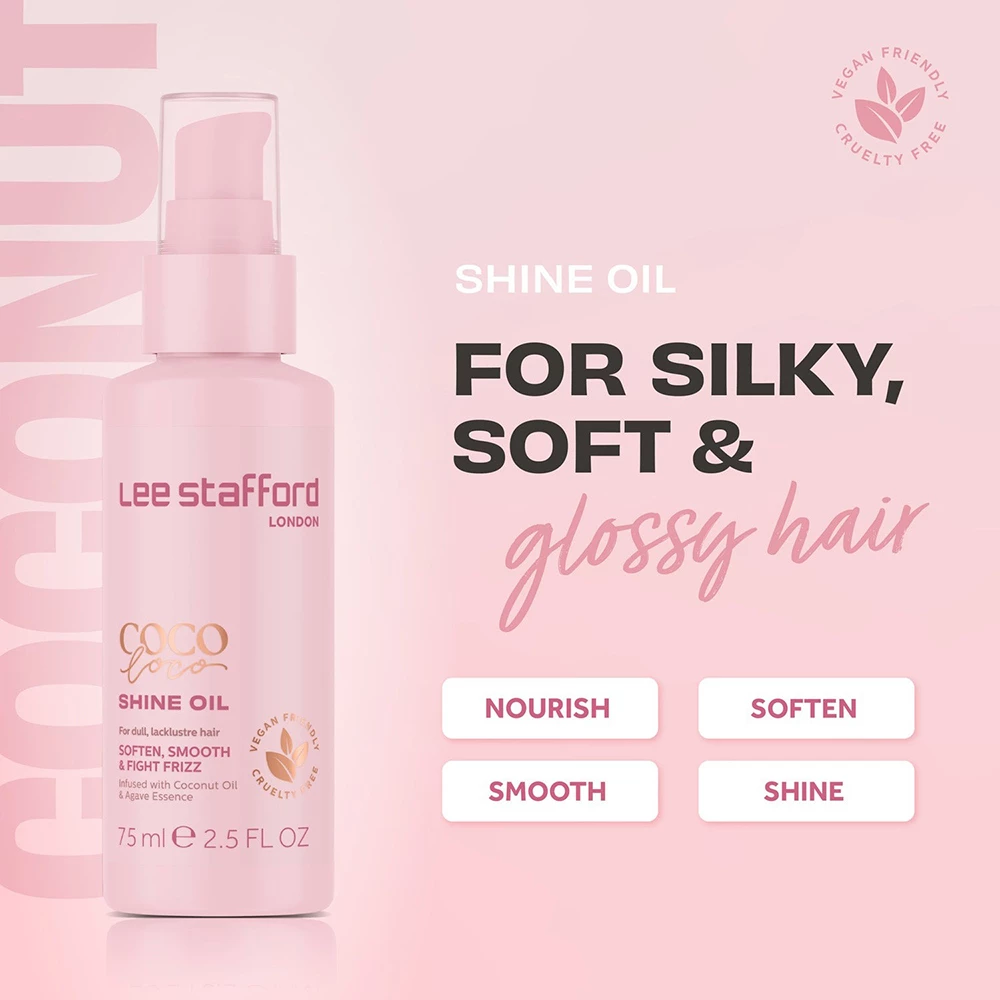 Lee Stafford Coco Loco Ulei hidratant pentru par si varfuri Coco Shine - Hidratare intensa si stralucire de durata, 75 ml