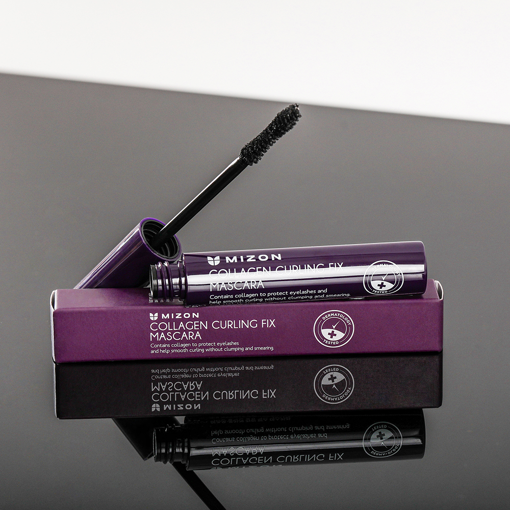 Mizon Collagen Curling Fix Mascara – Mascara rezistentă la apă pentru gene curbate și voluminoase