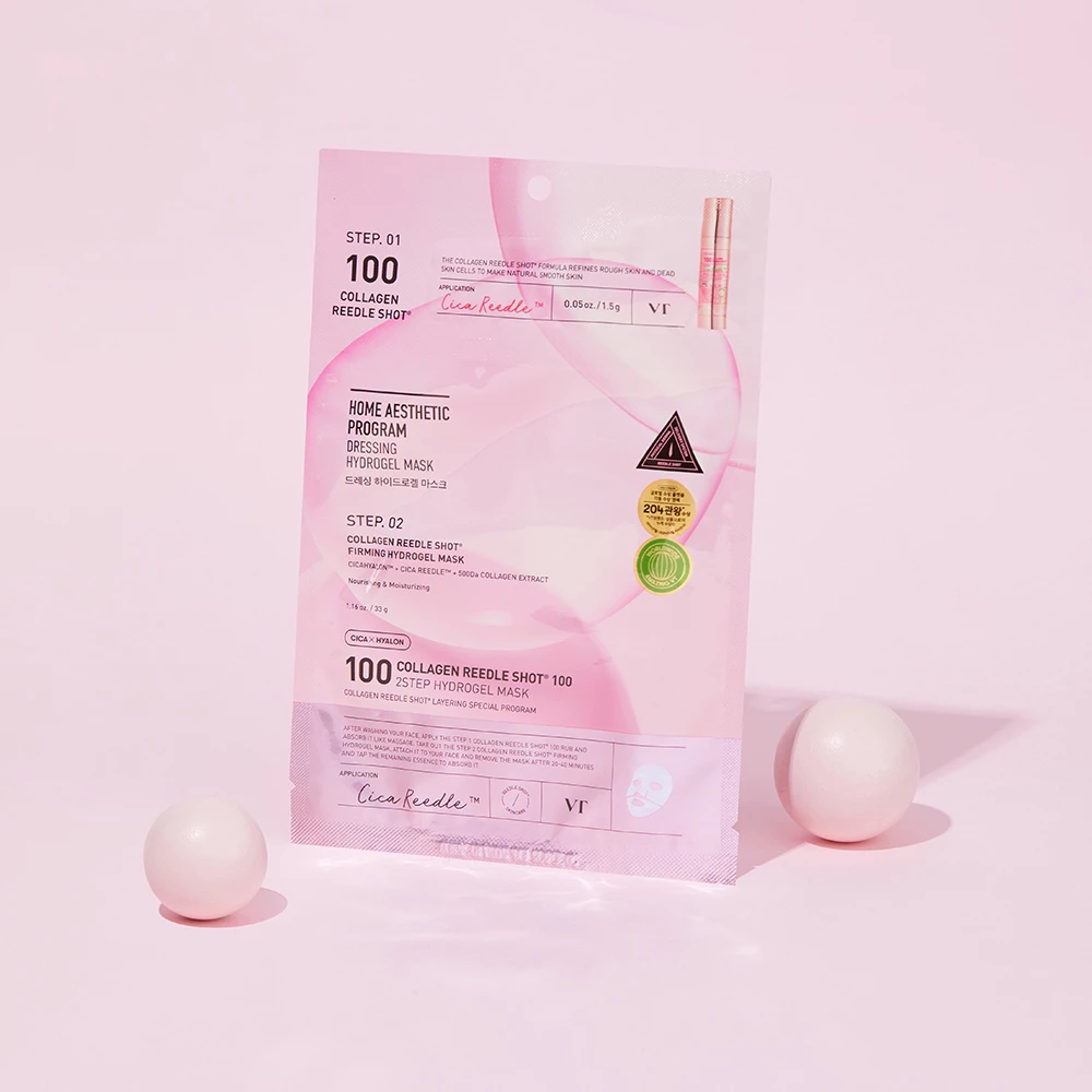 VT COSMETICS Collagen Reedle Shot 100 2 step Mask masca de fata - elasticitate si hidratare, 33 gr + 1.5 gr