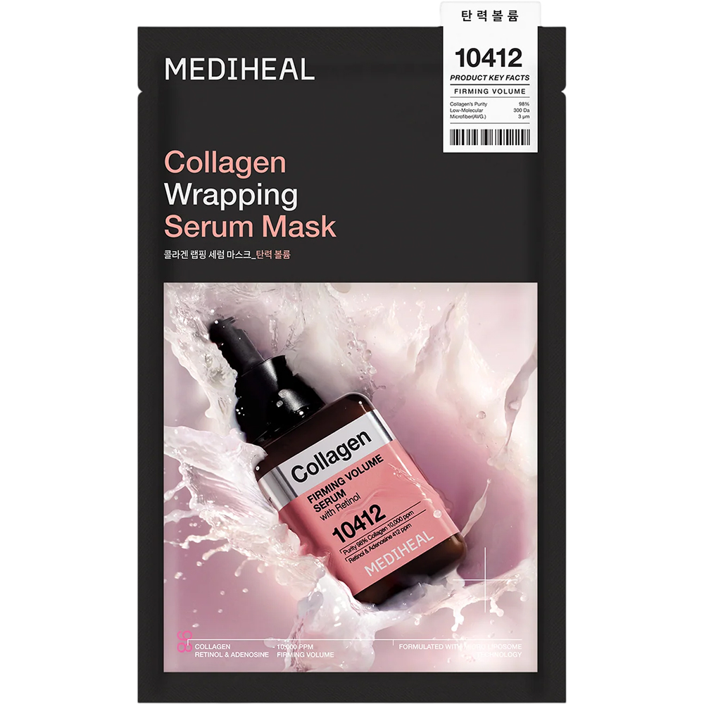 MEDIHEAL Collagen Wrapping Serum Mask Firming Volume 25 ml - Masca de fata formulata cu colagen si retinol, care contribuie la imbunatatirea fermitatii pielii si la mentinerea hidratarii