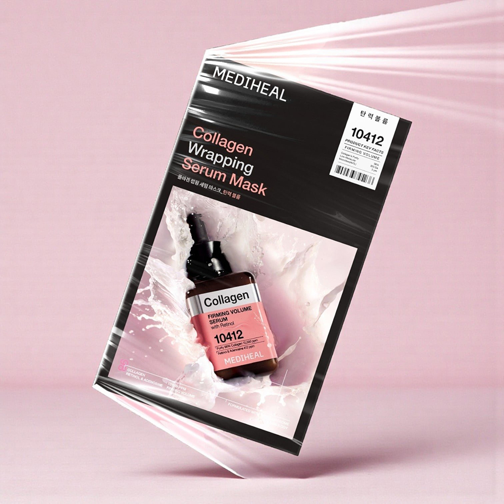 MEDIHEAL Collagen Wrapping Serum Mask Firming Volume 25 ml - Masca de fata formulata cu colagen si retinol, care contribuie la imbunatatirea fermitatii pielii si la mentinerea hidratarii