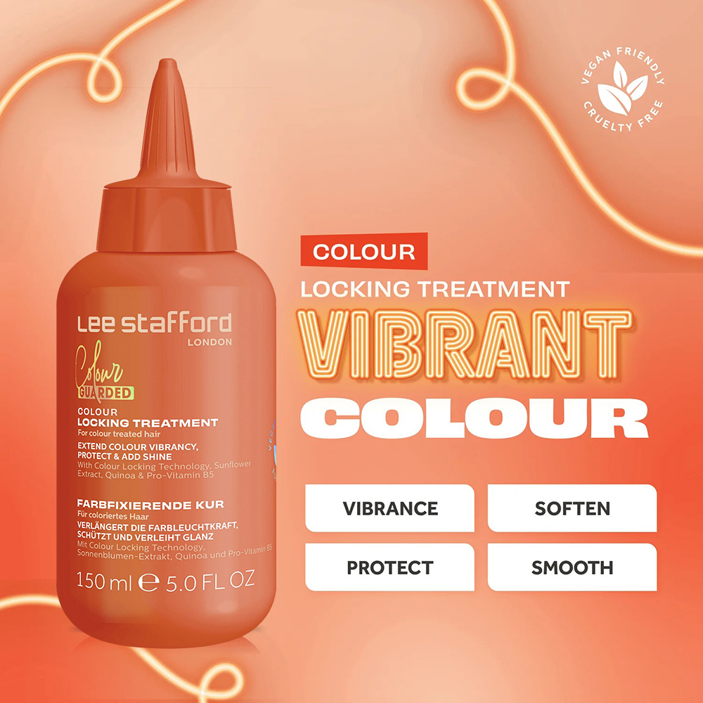 LEE STAFFORD Colour Guarded Colour Locking Treatment, 150 ml - ser de par formulat cu extract de floarea-soarelui si quinoa, care contribuie la protejarea intensitatii culorii si la mentinerea stralucirii parului vopsit