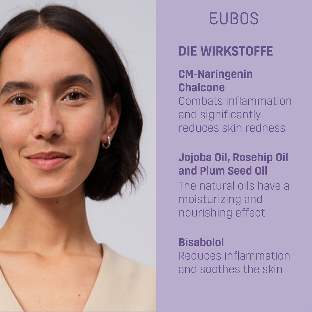 EUBOS Cool and Calm Redness Relieving Cream Cleanser - crema de curatare pentru pielea cu roseata, sensibilitate, cuperoza sau predispozitie la rozacee, formulata cu Extract de Helichrysum italicum si pantenol, care contribuie la reducerea rosetii si la metinerea hidratarii - 150 ml
