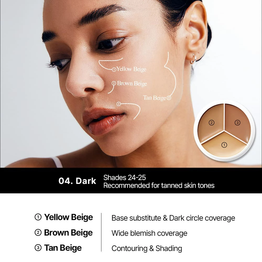 TFIT Cover Up Pro Concealer Paleta Corectoare #04 Dark - Acoperire Profesionala si Hidratare cu Acid Hialuronic, 15g