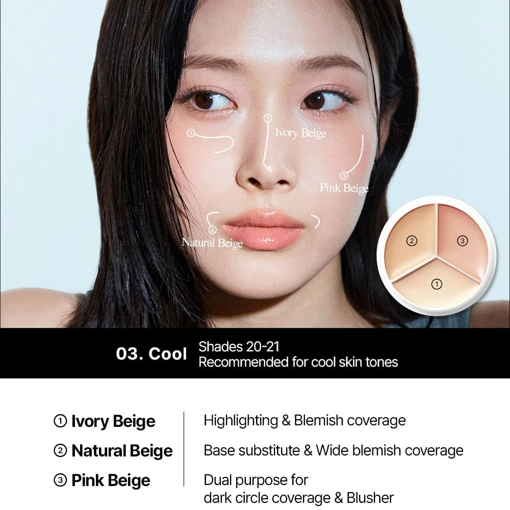 TFIT Cover Up Pro Concealer Paleta Corectoare #03 Cool - Corector Rezistent la Apa si Transpiratie cu Acid Hialuronic si Ceramide, Acoperire 12 Ore, 15 gr