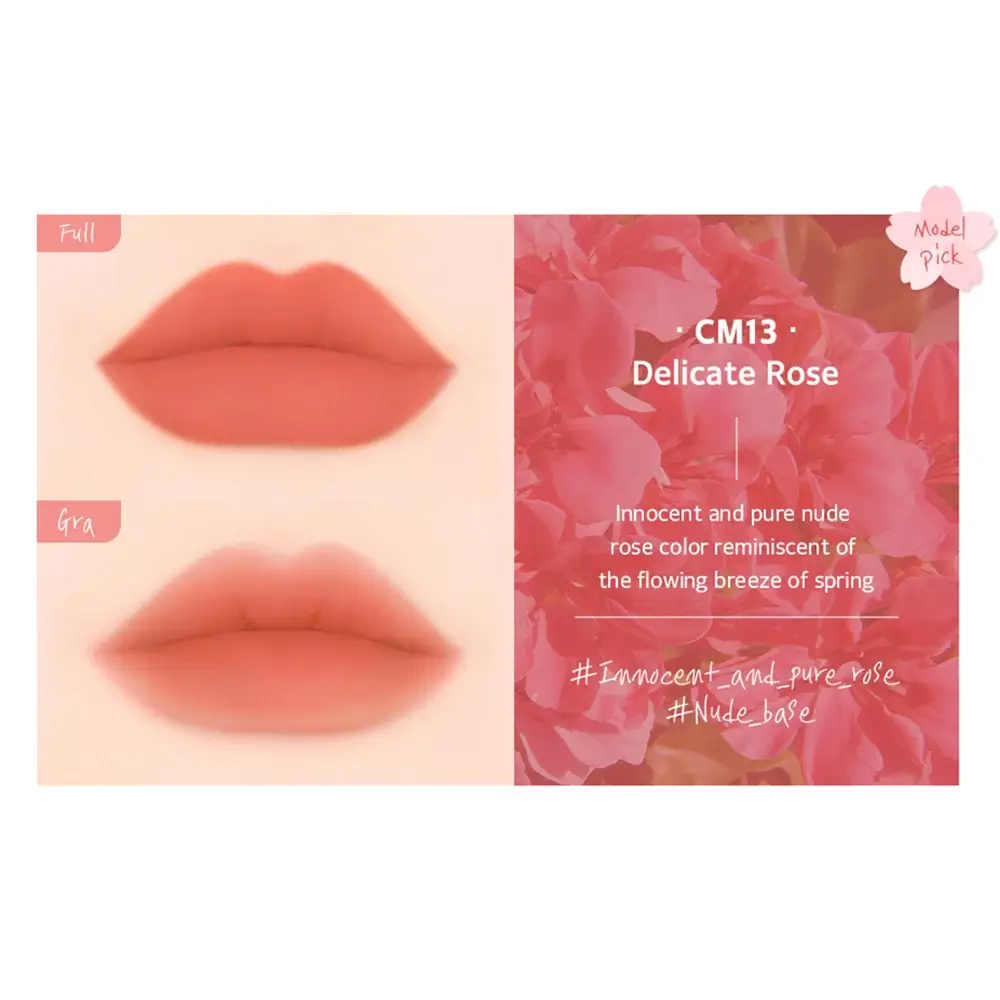 BLACK ROUGE Cream Matt Rouge 3 Ruj Lichid CM13 Delicate Rose - Ruj mat hidratant cu textura cremoasa si rezistenta indelungata, 4.5g