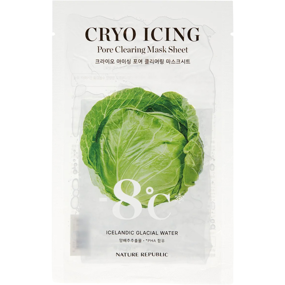 Nature Republic Cryo Icing Pore Clearing Mask Sheet – Mască de Față pentru Curățarea Pori, 27 ml | K-beauty