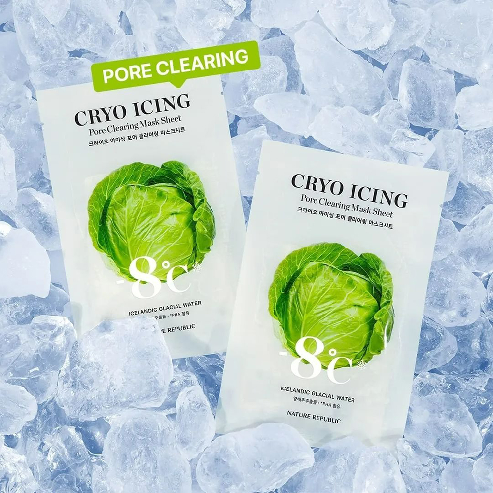 Nature Republic Cryo Icing Pore Clearing Mask Sheet – Mască de Față pentru Curățarea Pori, 27 ml | K-beauty