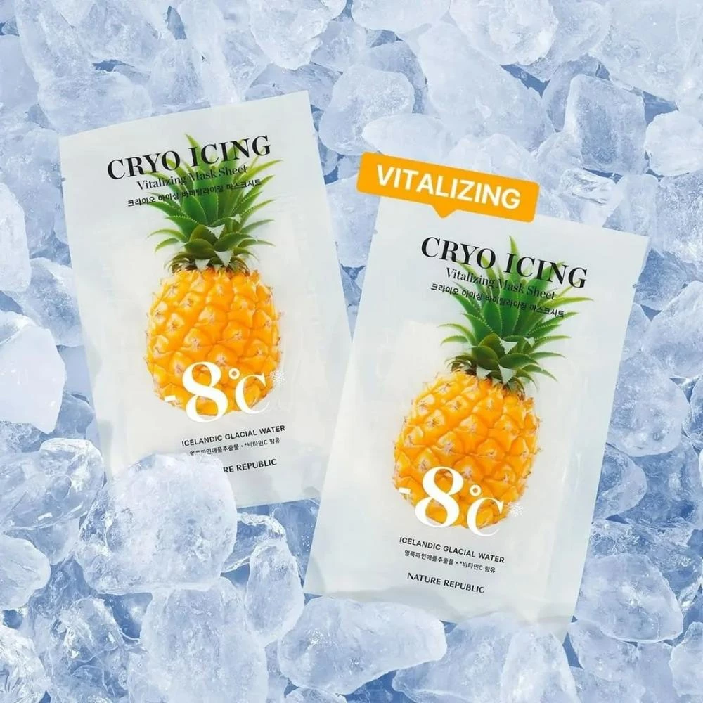NATURE REPUBLIC Cryo Icing Masca Servetel Revitalizanta Ananas - Iluminare si Exfoliere, 27 ml
