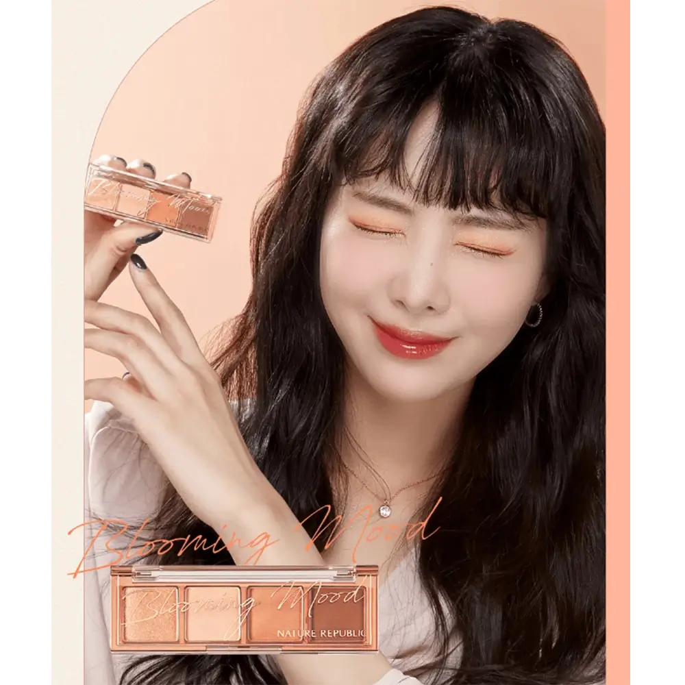 NATURE REPUBLIC Daily Basic Palette Fard de Pleoape 04 Coral - Paleta Farduri Ochi cu Textura Fina si Rezistenta Indelungata, 4g