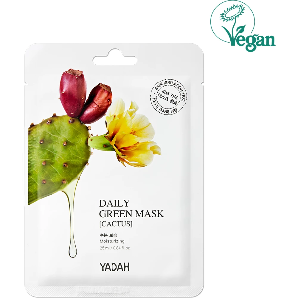 YADAH Daily Green Masca de fata cu extract de cactus - Hidratare intensa si calmare ten sensibil, 25 ml