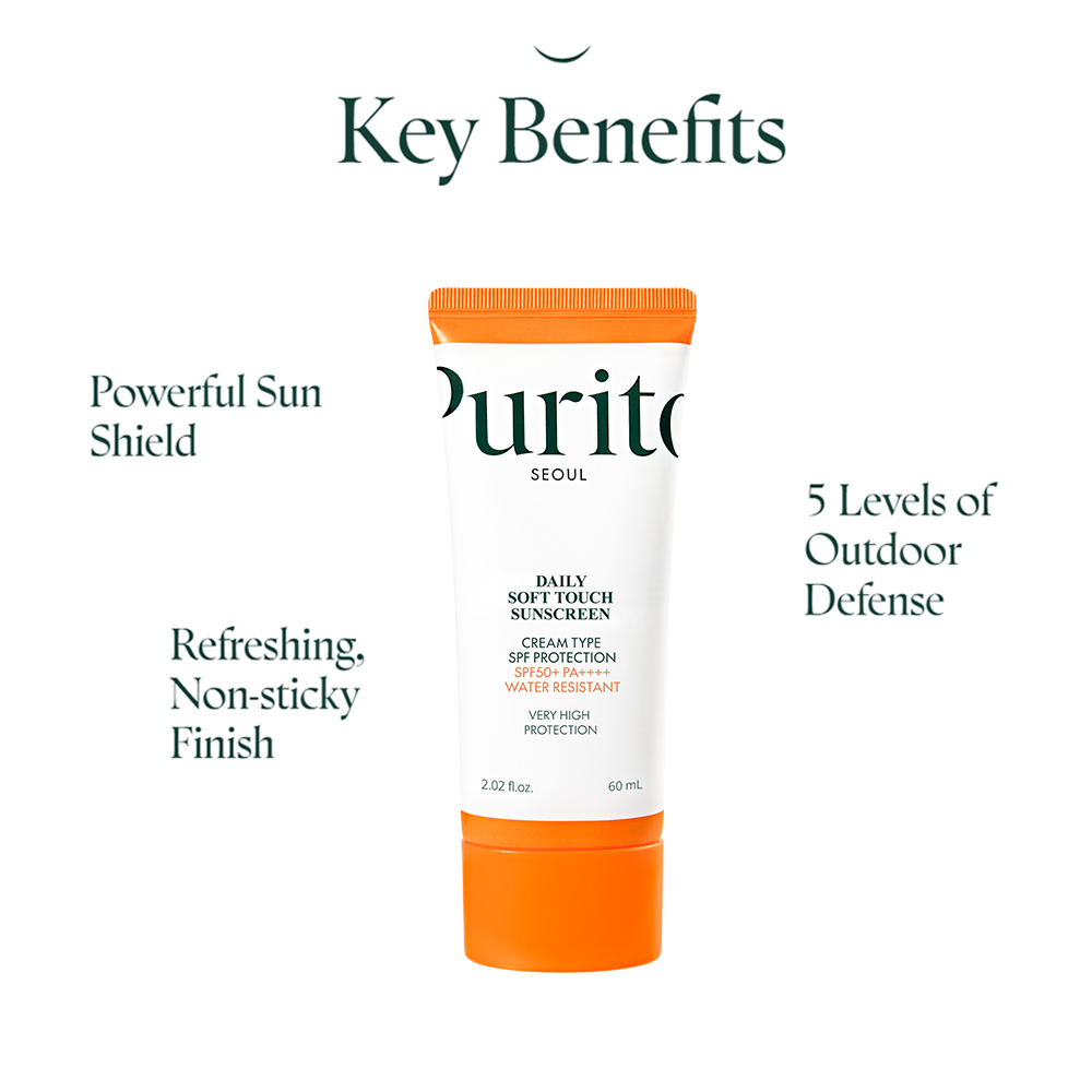 PURITO Daily Soft Touch Crema de fata SPF 50+ - Protectie UV Matifianta si Hidratare Intensiva, 60 ml