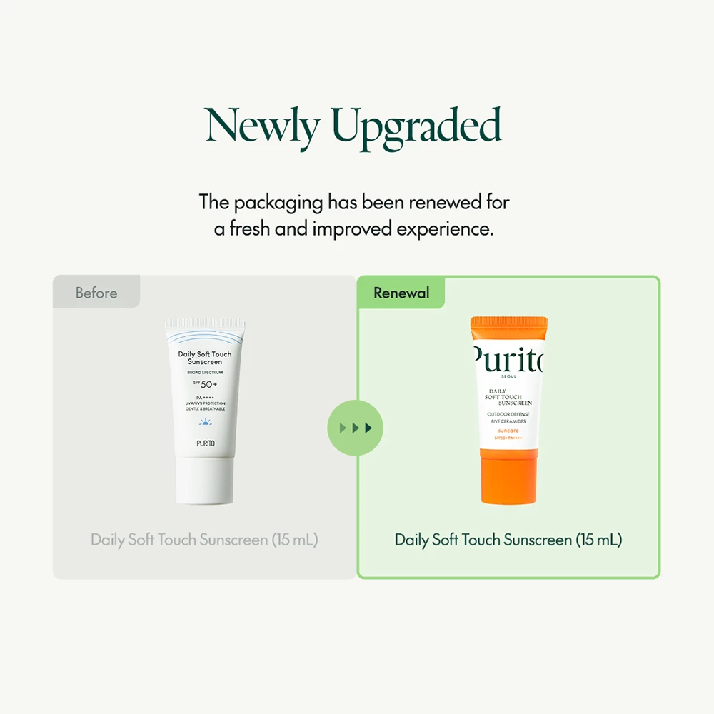 PURITO Daily Soft Touch Crema de Fata SPF 50 - Protectie UV Matifianta si Hidratare Intensa, 15 ml