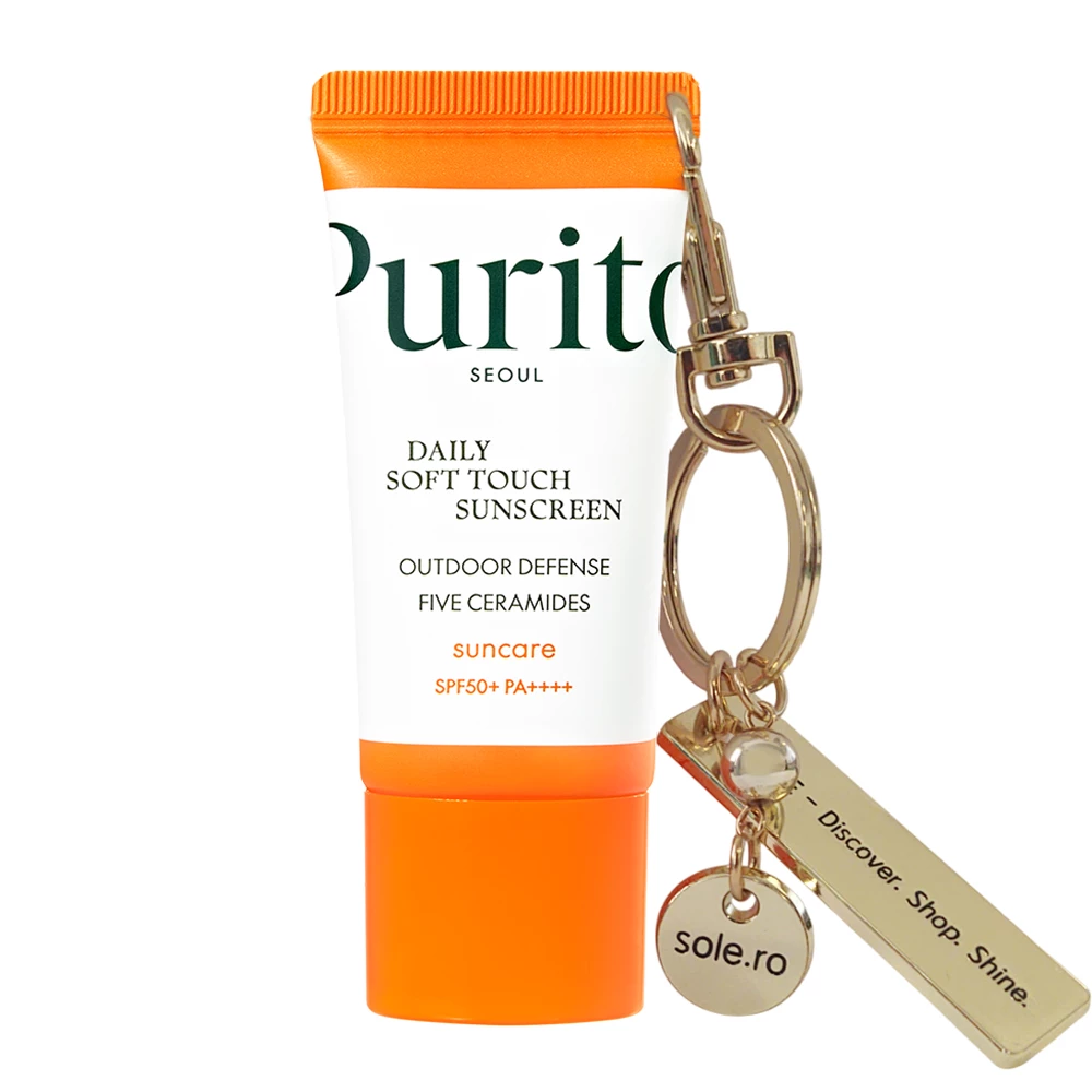 SPF TO GO - breloc aurit premium + Purito Daily Soft Touch Crema de față SPF 50+ mini (15 ml) - editie limitata