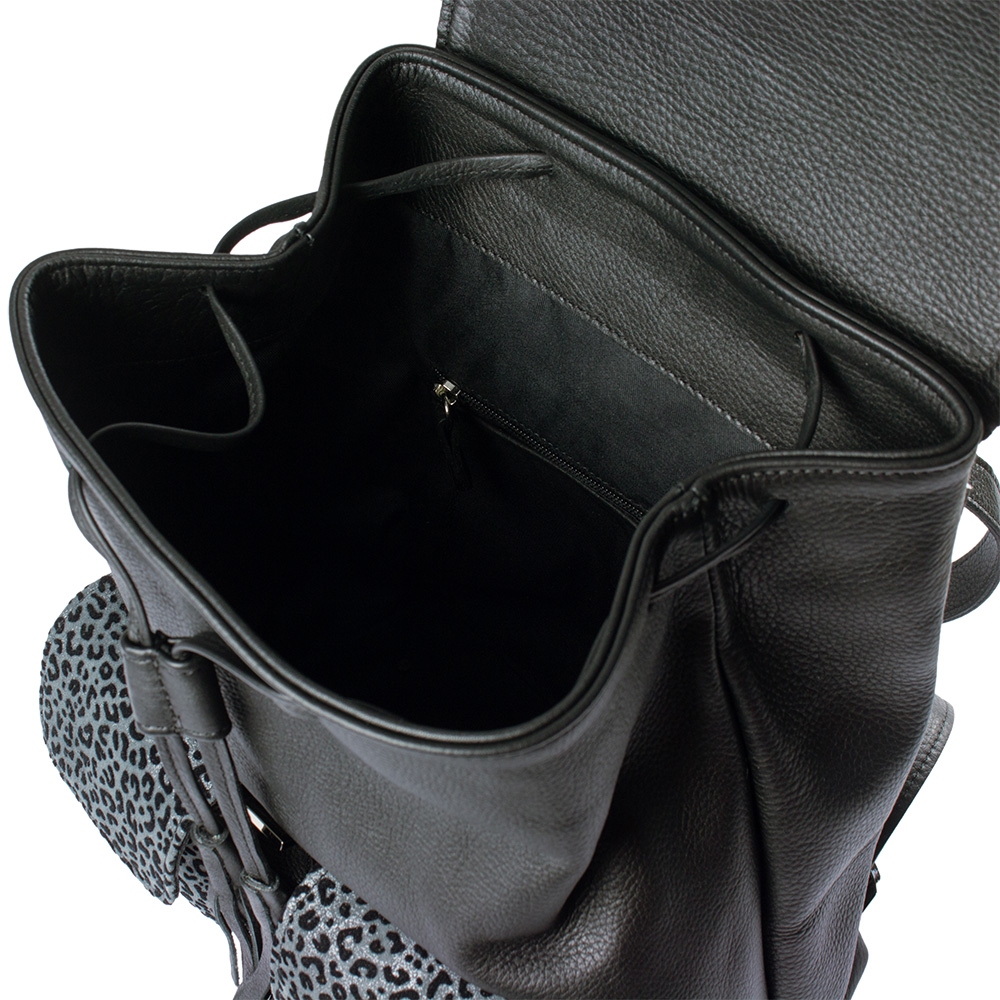 Dark Grey Animal Print Limited Edition Leather Backpack
