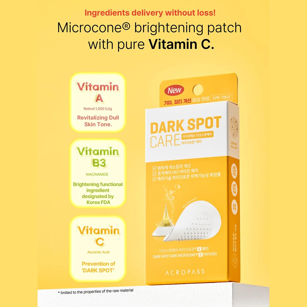 ACROPASS Dark Spot Care Plasturi cu micro-ace Impotriva Petelor - Iluminare si Hidratare Intensiva, 6 buc