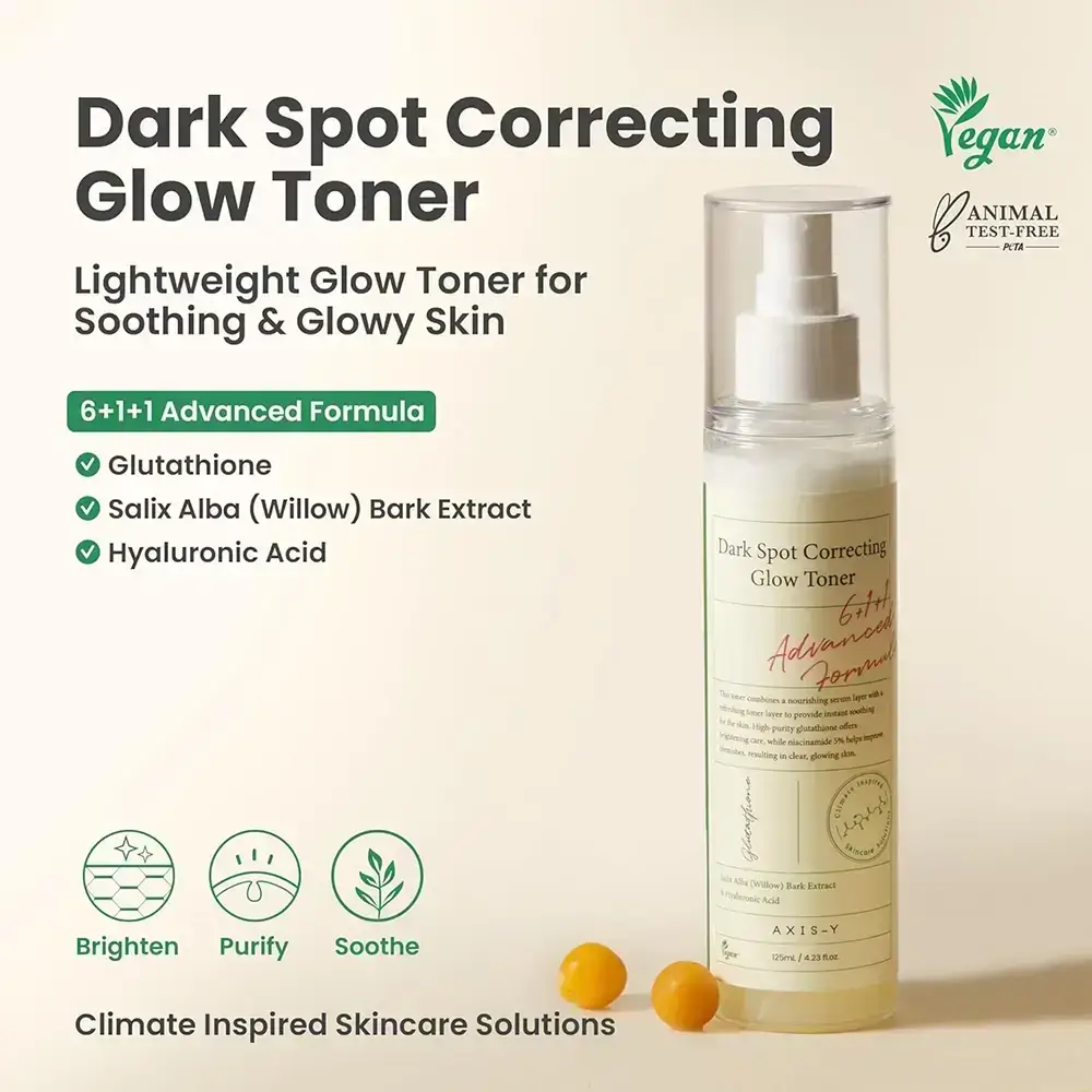 AXIS-Y 6+1+1 Dark Spot Correcting Glow Toner facial bifazic - Corecteaza petele pigmentare si reda stralucirea tenului, 125 ml