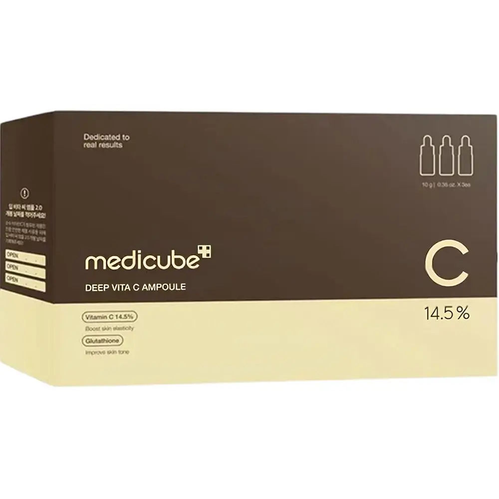 MEDICUBE Deep Vita C Ampoule 2.0 Ser pentru fata Fermitate si Iluminare - Vitamina C pura pentru luminozitate si fermitate, 3x10ml