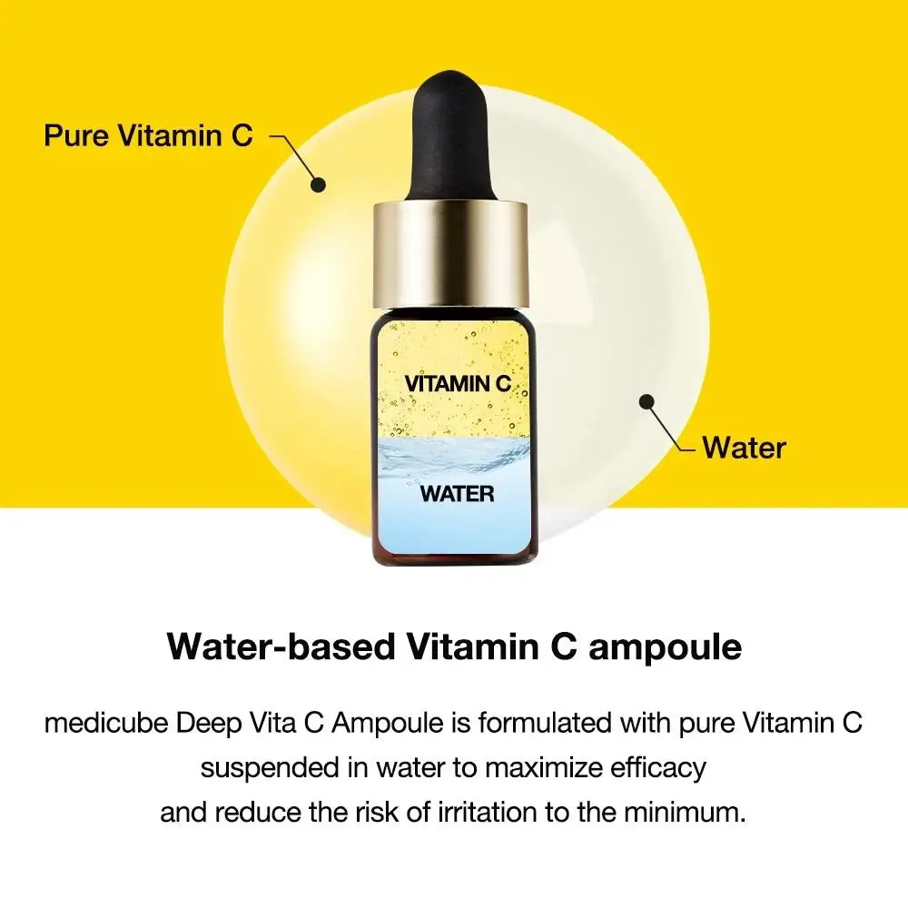 MEDICUBE Deep Vita C Ampoule 2.0 Ser pentru fata Fermitate si Iluminare - Vitamina C pura pentru luminozitate si fermitate, 3x10ml