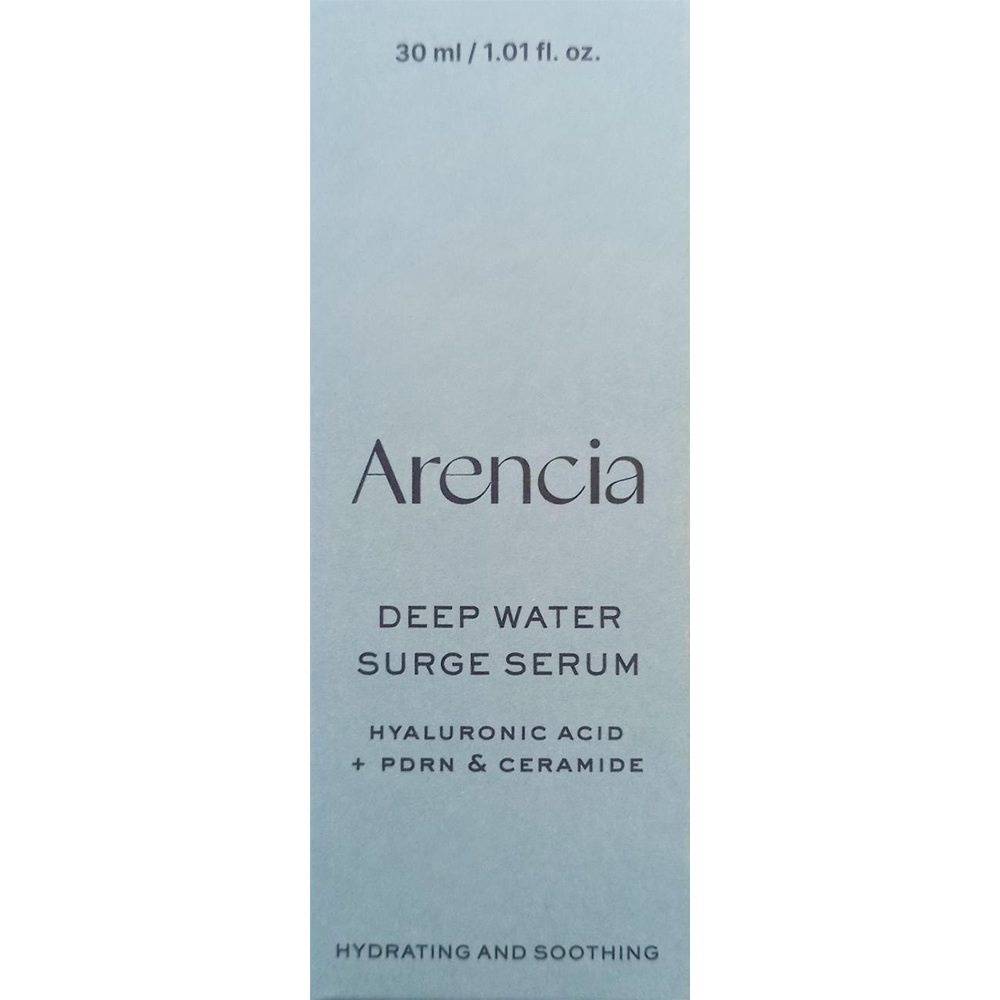 ARENCIA Deep Water Surge Serum, 30 ml - ser de fata formulat cu acid hialuronic si ceramide, care contribuie la hidratarea pielii si la mentinerea barierei cutanate