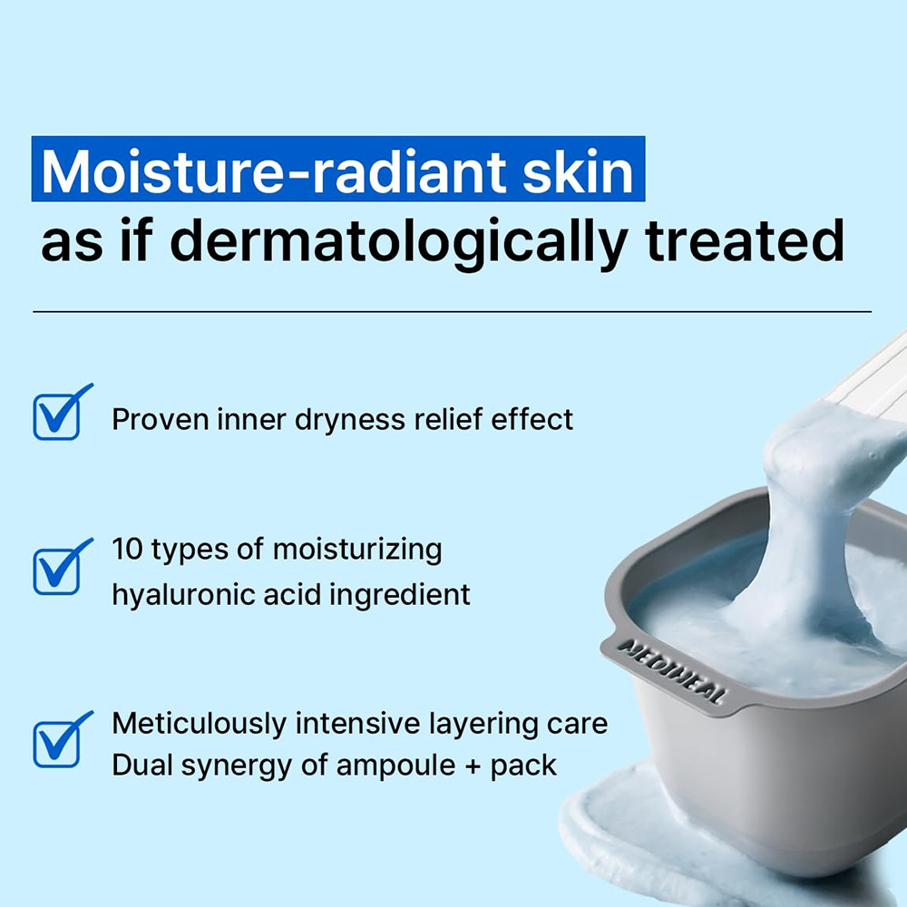 MEDIHEAL Derma Modeling Pack Hyaluronate Moisture - masca de fata formulata cu acid hialuronic si pantenol, care contribuie la hidratarea pielii si la metinerea apei in piele - 28 gr + 2 ml