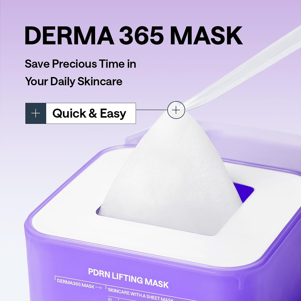 MEDIHEAL Derma365 Mask PDRN Lifting, 350 ml - Set 30 de masti de fata formulat cu squalan si acid hialuronic, care contribuie la fermitatea pielii, diminuarea aspectului porilor si la mentinerea hidratarii