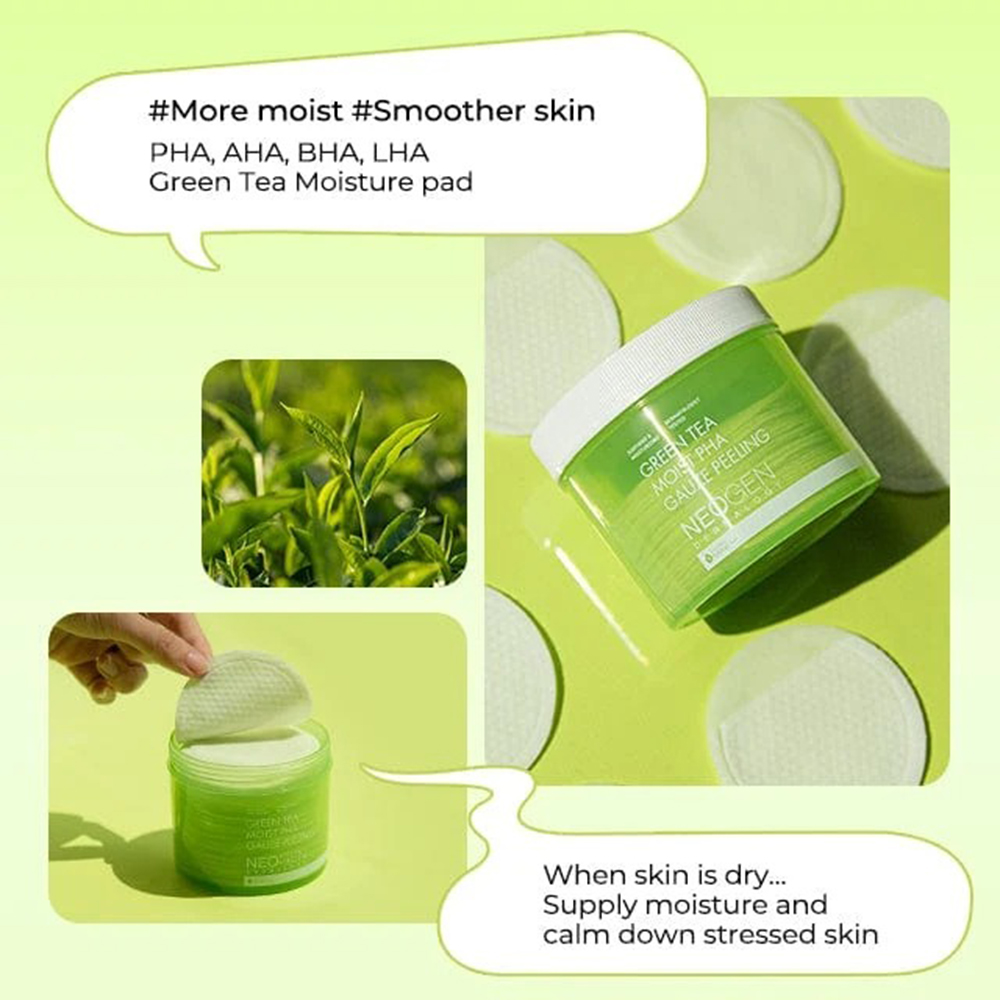 Dermalogy Green Tea Moist Pha Gauze Peeling Dischete exfoliante 30 buc 190 ml