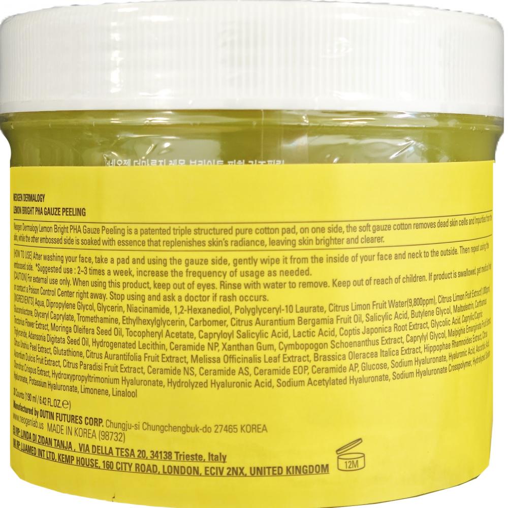 Dermalogy Lemon Bright Pha Gauze Peeling Dischete exfoliante 190 ml