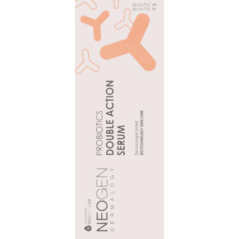 NEOGEN Dermalogy Probiotics Double Action, 22 gr/22 gr - Ser de fata formulat cu acid hialuronic si niacinamida, care contribuie la fermitatea si luminozitatea pielii si la metinerea barierei cutanate