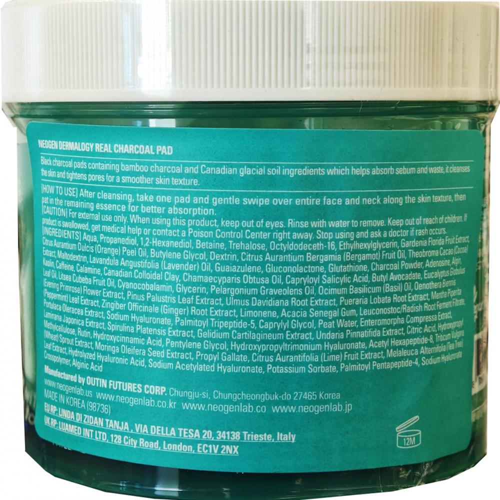 NEOGEN Dermalogy Real Charcoal Pad, 150 ml - Toner de fata formulat cu PHA si LHA, care contribuie la indepartarea delicata a excesului de sebum, impuritatilor si celulelor moarte si la metinerea porilor mai curati