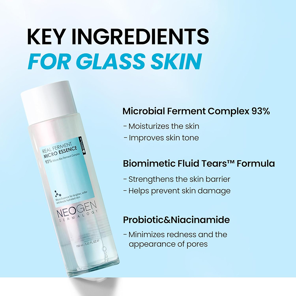 NEOGEN Dermalogy  Real Ferment Micro Essence, 150 ml - esenta formulata cu Bifida Ferment Lysate si niacinamida, care contribuie la hidratarea pielii si la mentinerea luminozitatii pielii