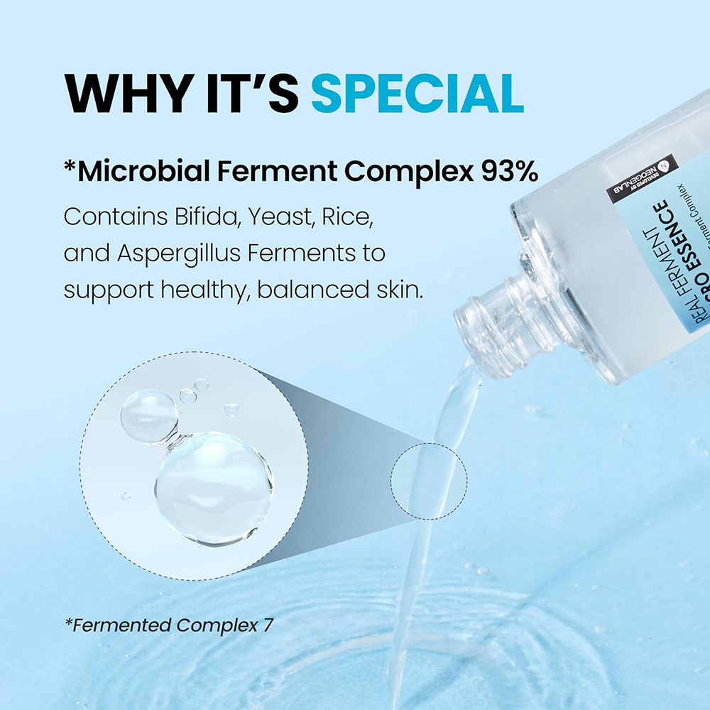 NEOGEN Dermalogy  Real Ferment Micro Essence, 150 ml - esenta formulata cu Bifida Ferment Lysate si niacinamida, care contribuie la hidratarea pielii si la mentinerea luminozitatii pielii