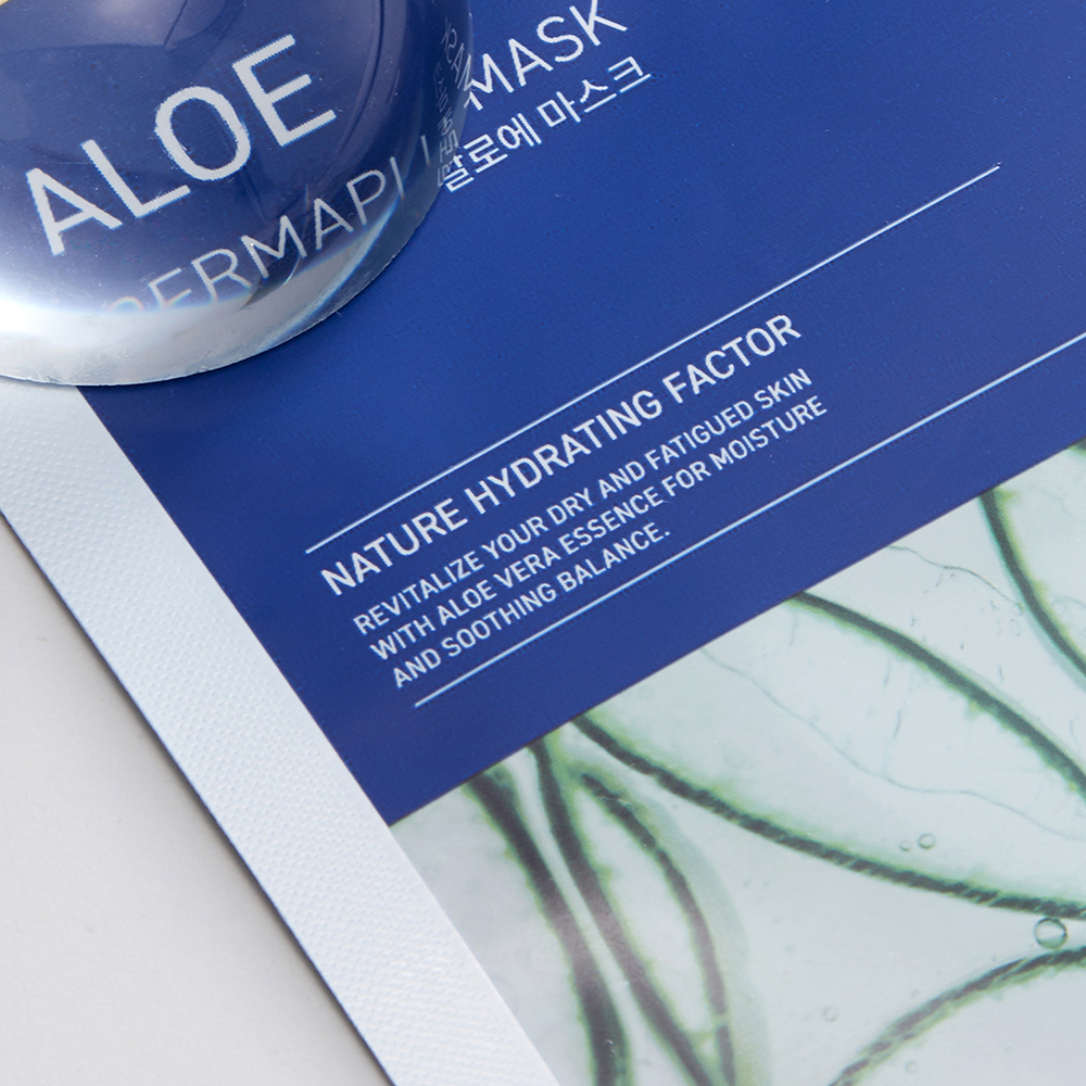 MEDIHEAL Dermaplus Aloe Sheet Mask - masca de fata tip servetel formulata cu aloe vera si pantenol, care contribuie la calmarea pielii si la metinerea echilibrului de hidratare - 22 ml