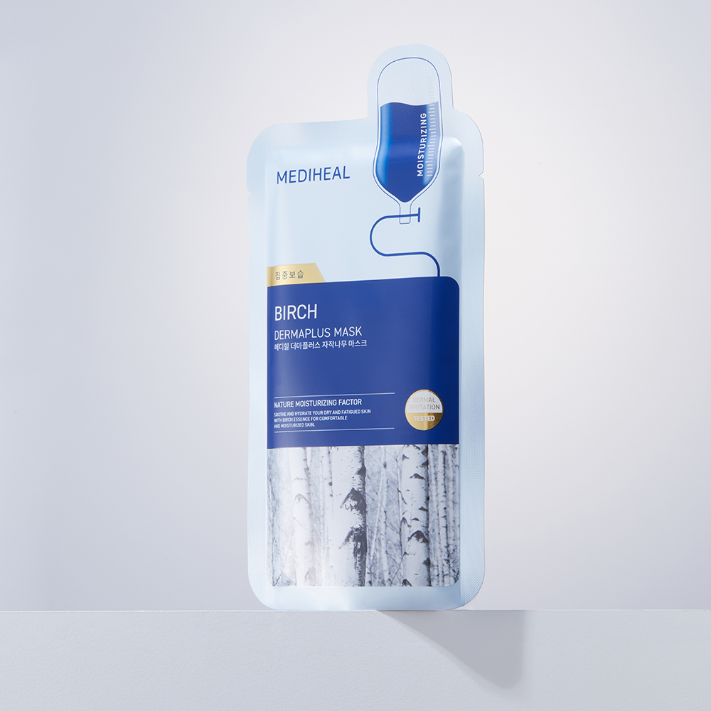 MEDIHEAL Dermaplus Birch Sheet Mask - masca de fata tip servetel formulata cu seva de mesteacan si acid hialuronic, care contribuie la hidratarea pielii si la metinerea confortului cutanat - 22 ml