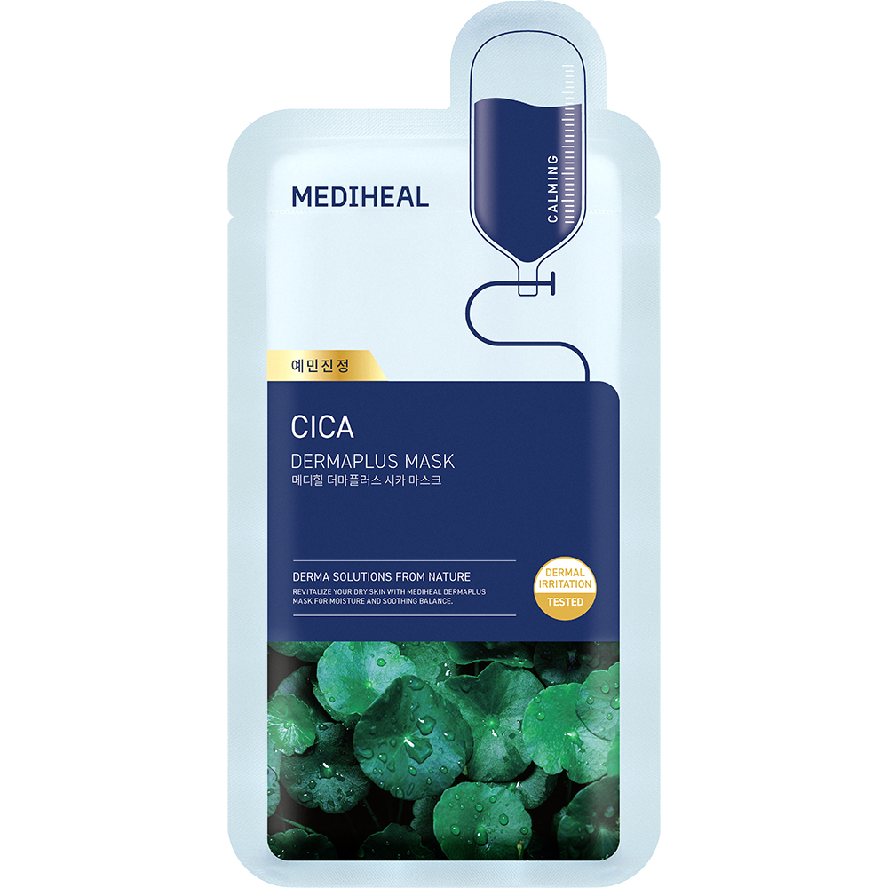 MEDIHEAL Dermaplus Cica Sheet  Mask - masca de fata tip servetel formulata cu Centella Asiatica si pantenol, care contribuie la calmarea pielii si la mentinerea confortului cutanat - 22 ml