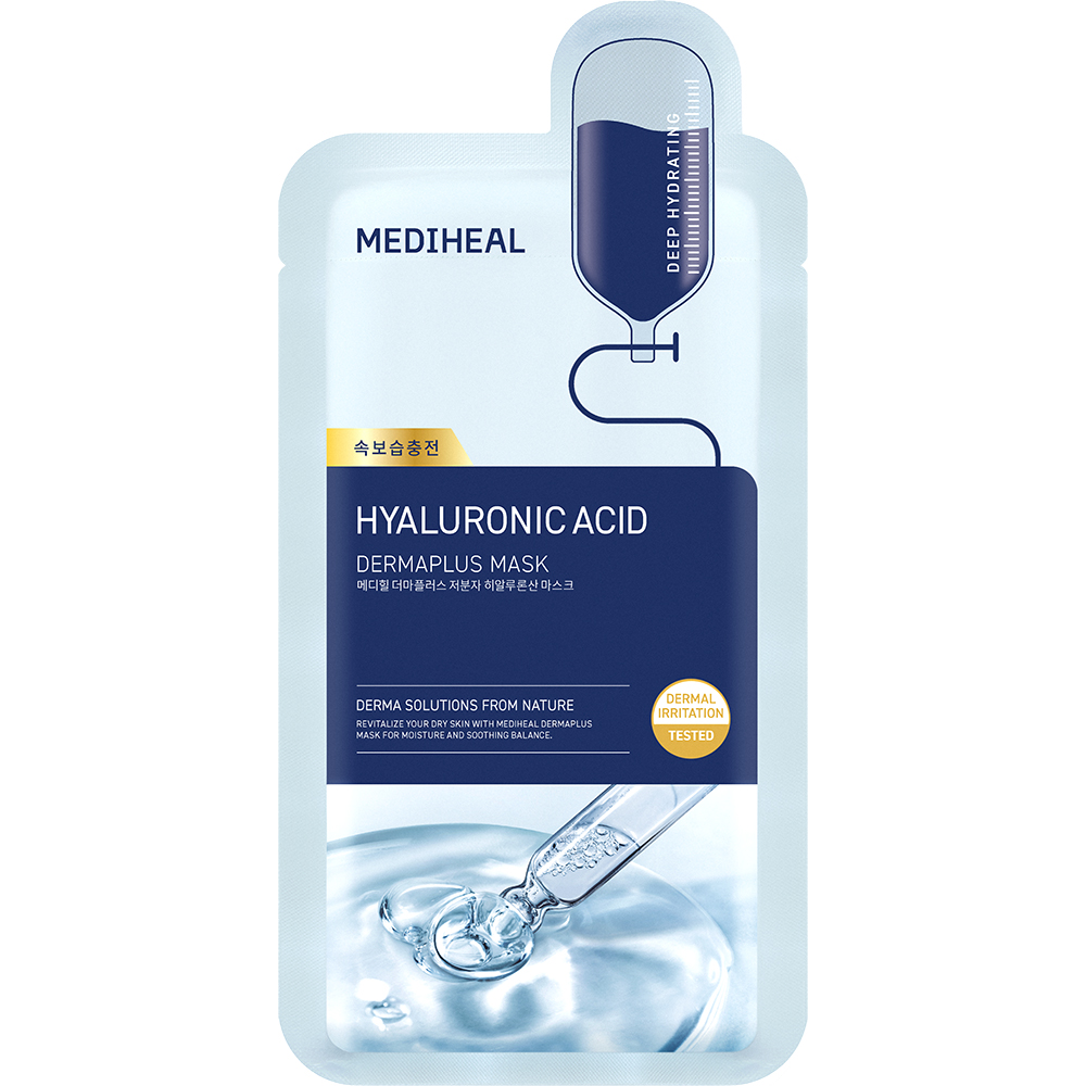 MEDIHEAL Dermaplus Low Molecular Hyaluronic Acid Mask 27 ml - Masca de fata formulata cu acid hialuronic si pantenol, care contribuie la hidratarea pielii si la metinerea confortului pielii