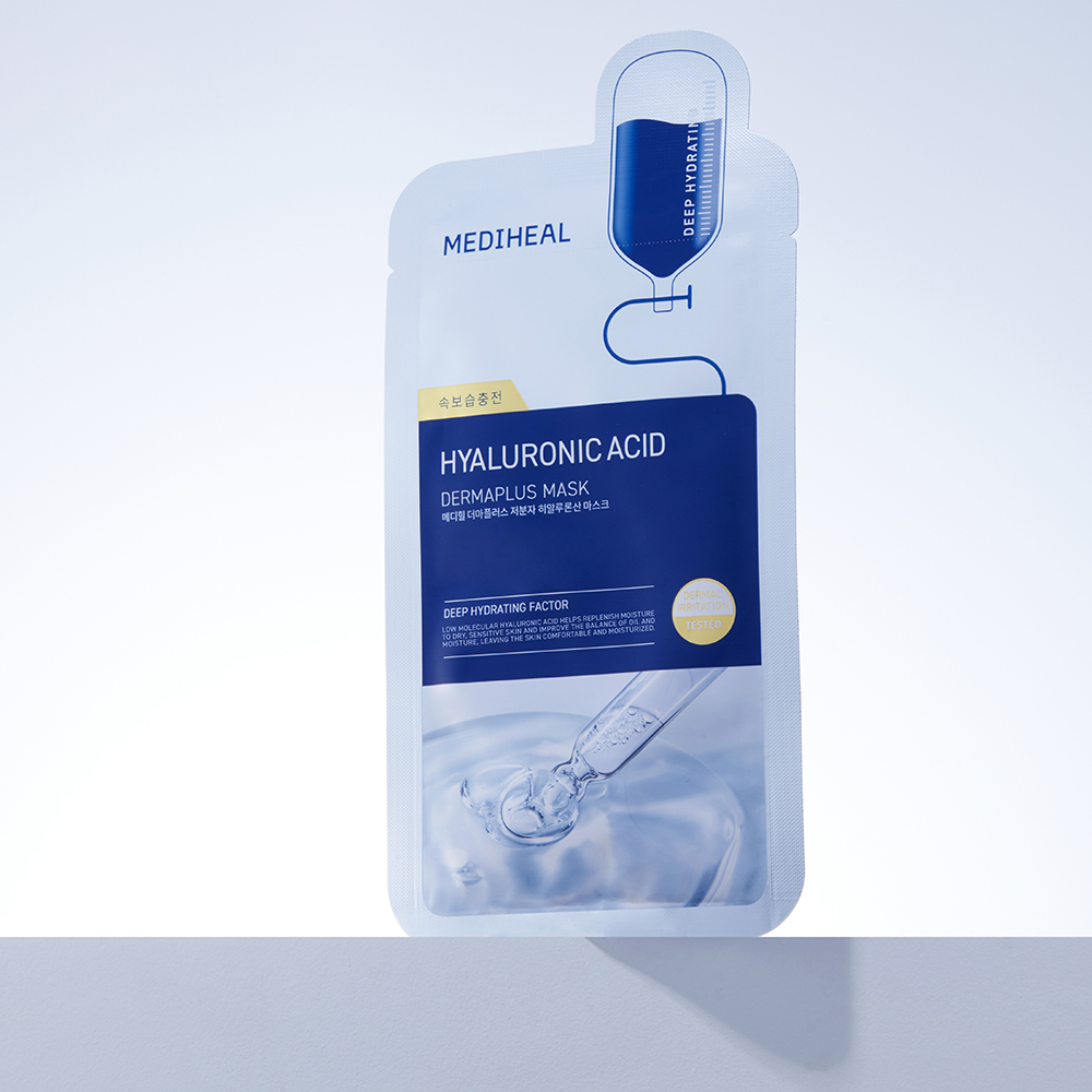 MEDIHEAL Dermaplus Low Molecular Hyaluronic Acid Mask 27 ml - Masca de fata formulata cu acid hialuronic si pantenol, care contribuie la hidratarea pielii si la metinerea confortului pielii