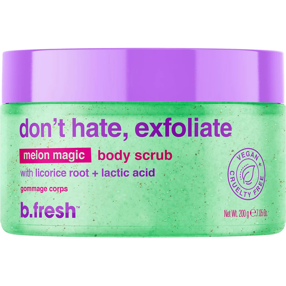 B.fresh Don't Hate, Exfoliate exfoliant de corp cu pepene - exfoliere delicata si piele luminoasa, 200 ml