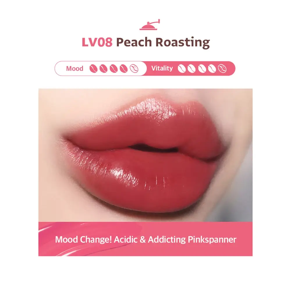 BLACK ROUGE Drip Hot Water Tint Nuantator pentru buze LV08 Peach Roasting - culoare mata intens hidratanta si rezistenta indelungata, 4.5g